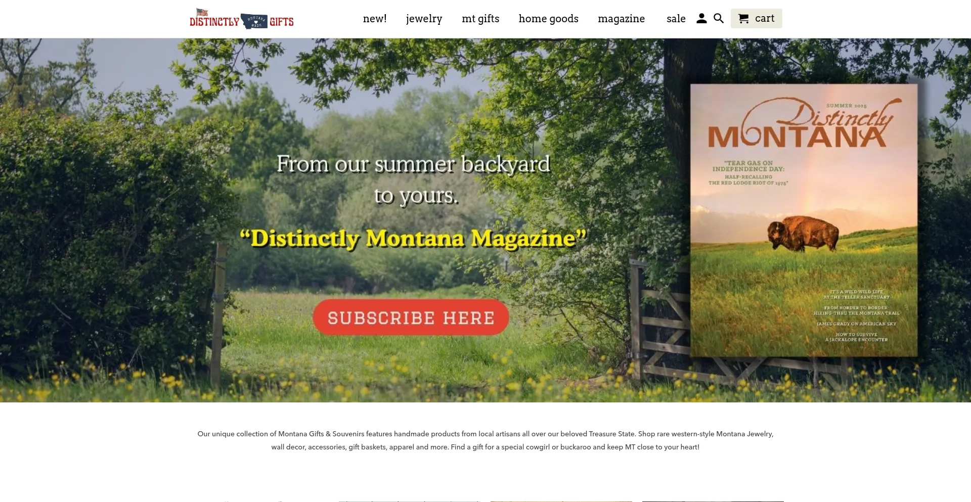 Website screenshot of Distinctlymontanagifts.com