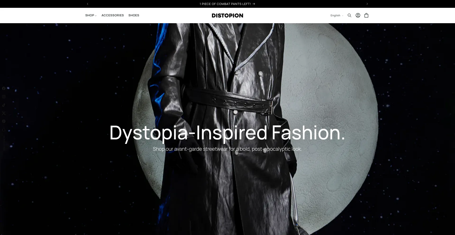 Website screenshot of Distopion.com