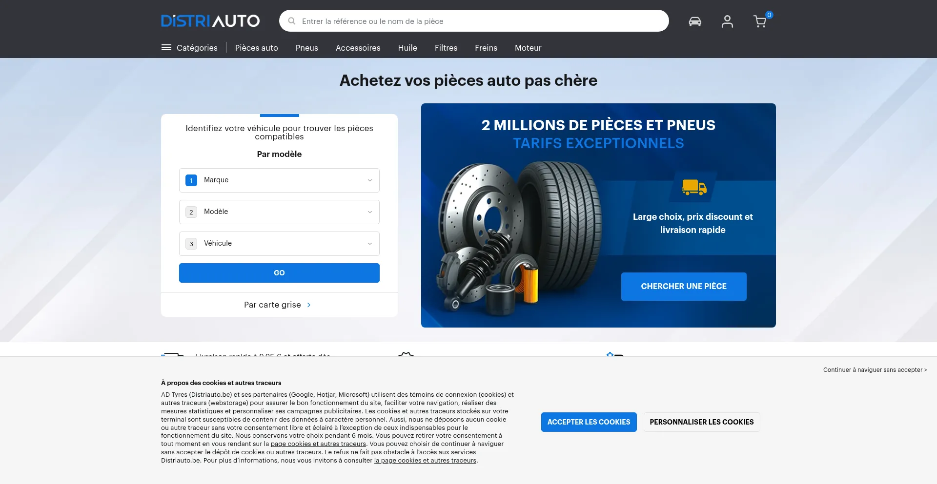 Website screenshot of Distriauto.be