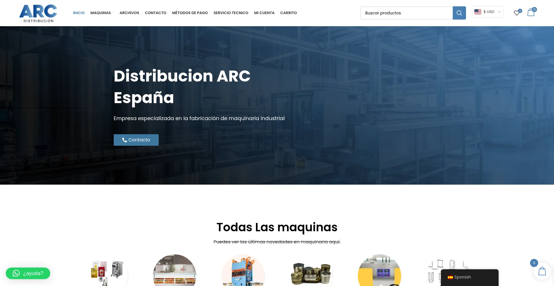 Website screenshot of Distribucionarc.com