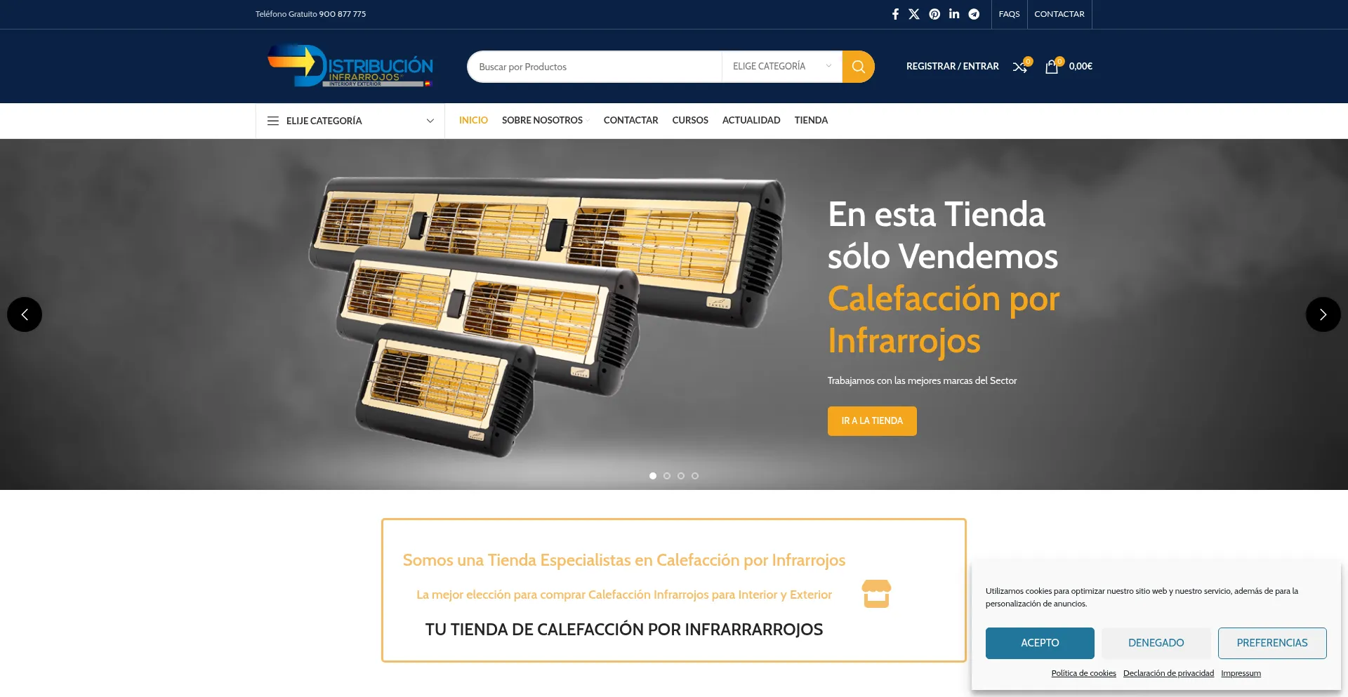 Website screenshot of Distribucioninfrarrojos.es