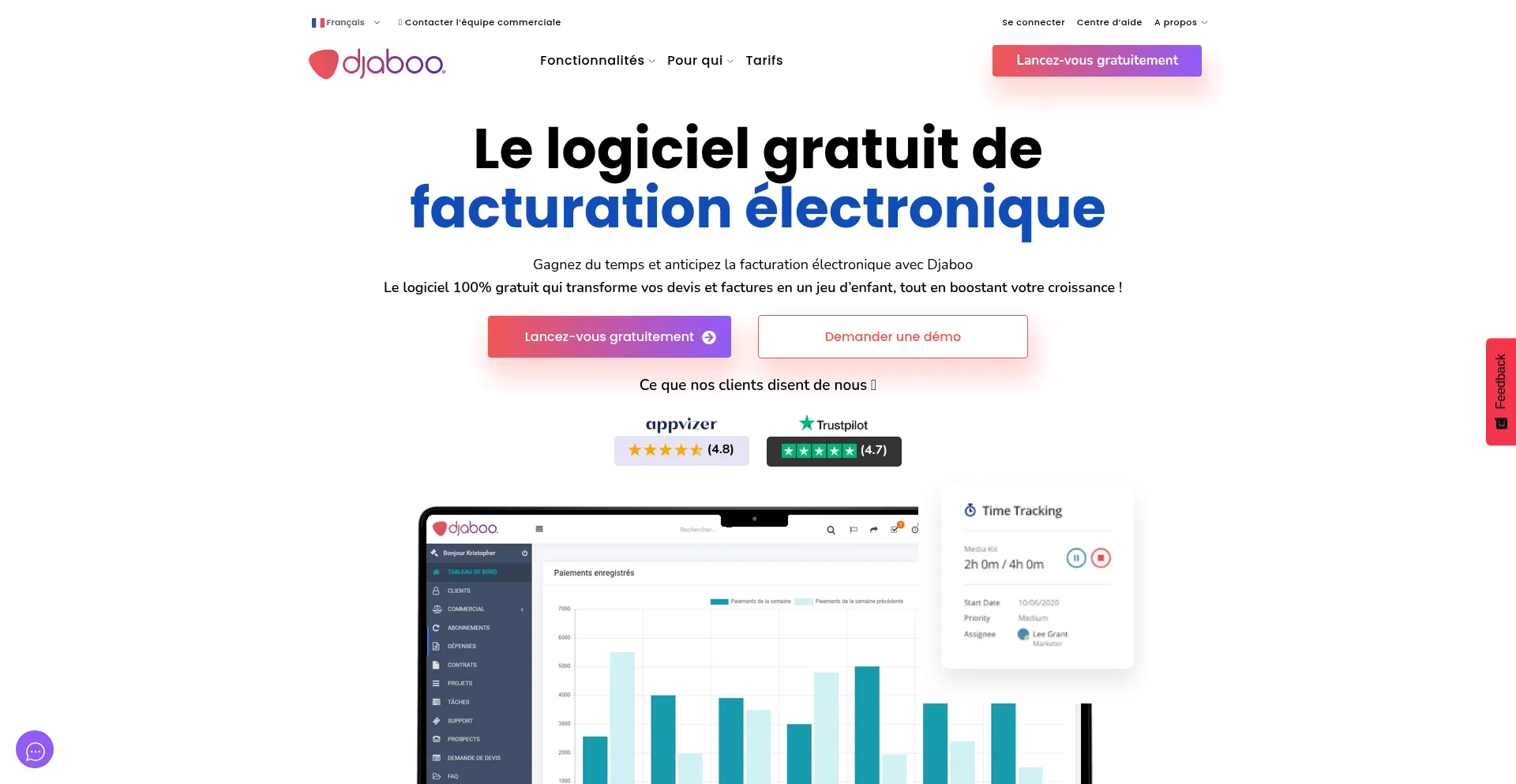 Website screenshot of Djaboo.com