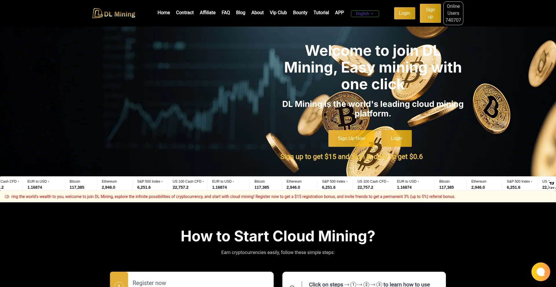 Website screenshot of Dlmining.com