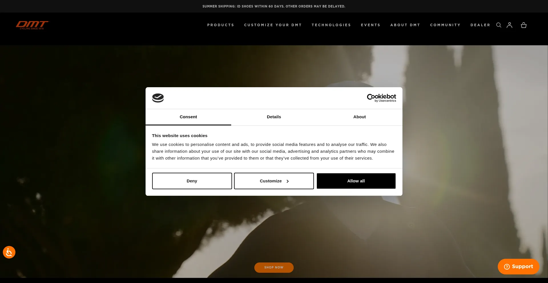 Website screenshot of Dmtcycling.com