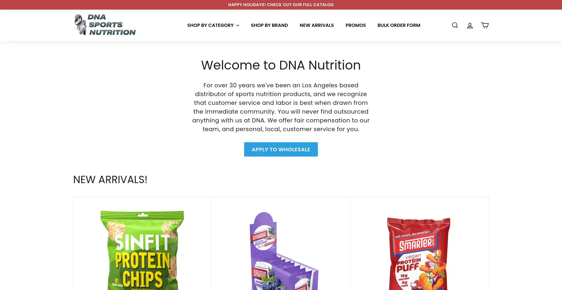 Website screenshot of Dnasportsnutrition.net