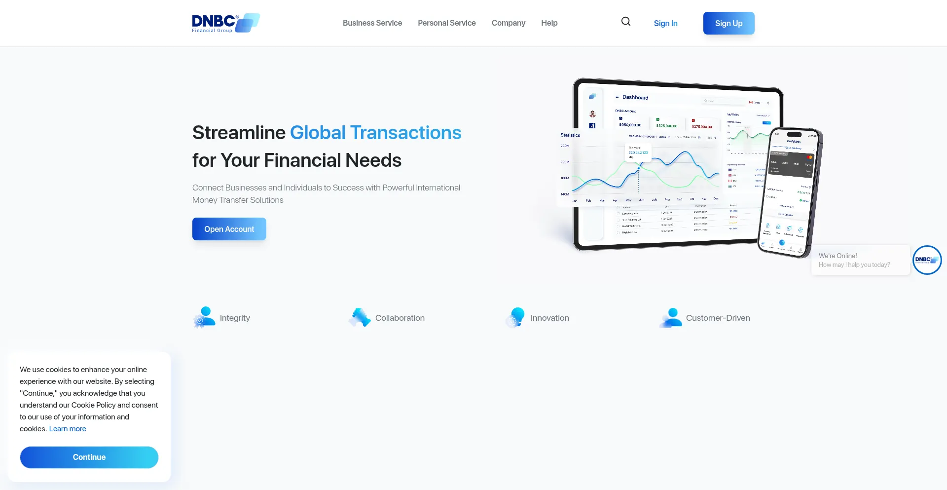 Website screenshot of Dnbcgroup.com