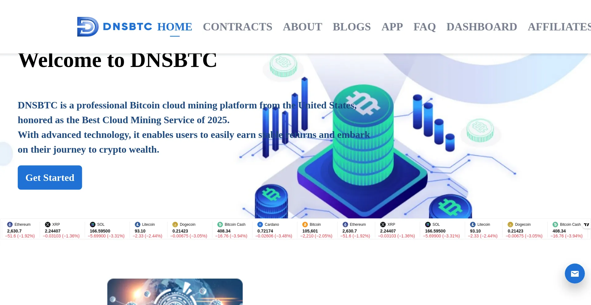Website screenshot of Dnsbtc.com