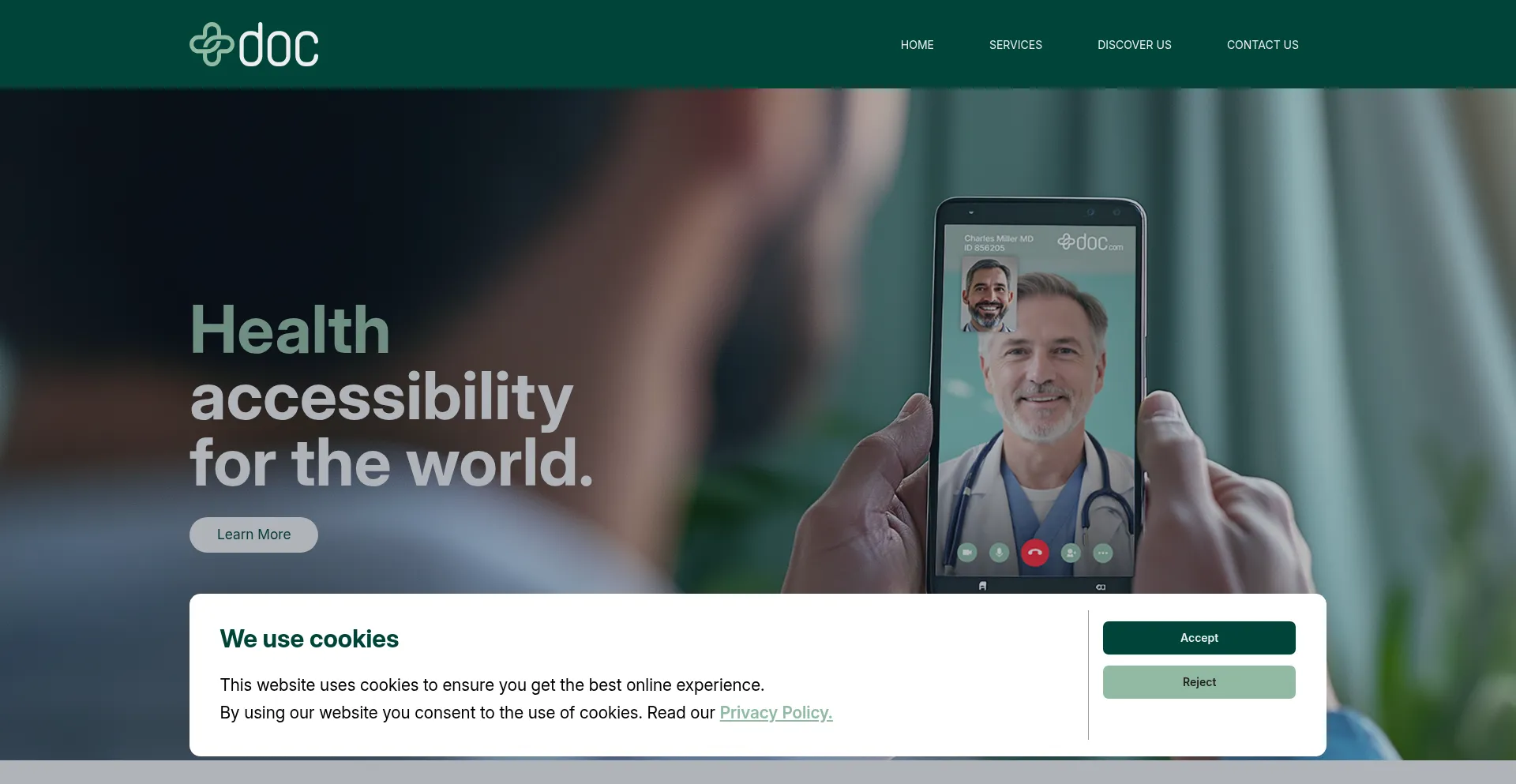 Website screenshot of Doc.com