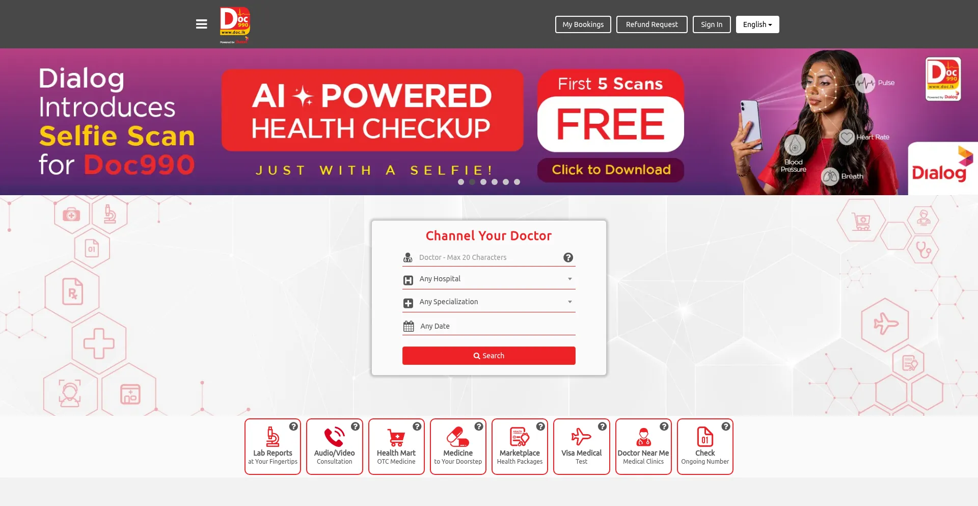 Website screenshot of Doc.lk