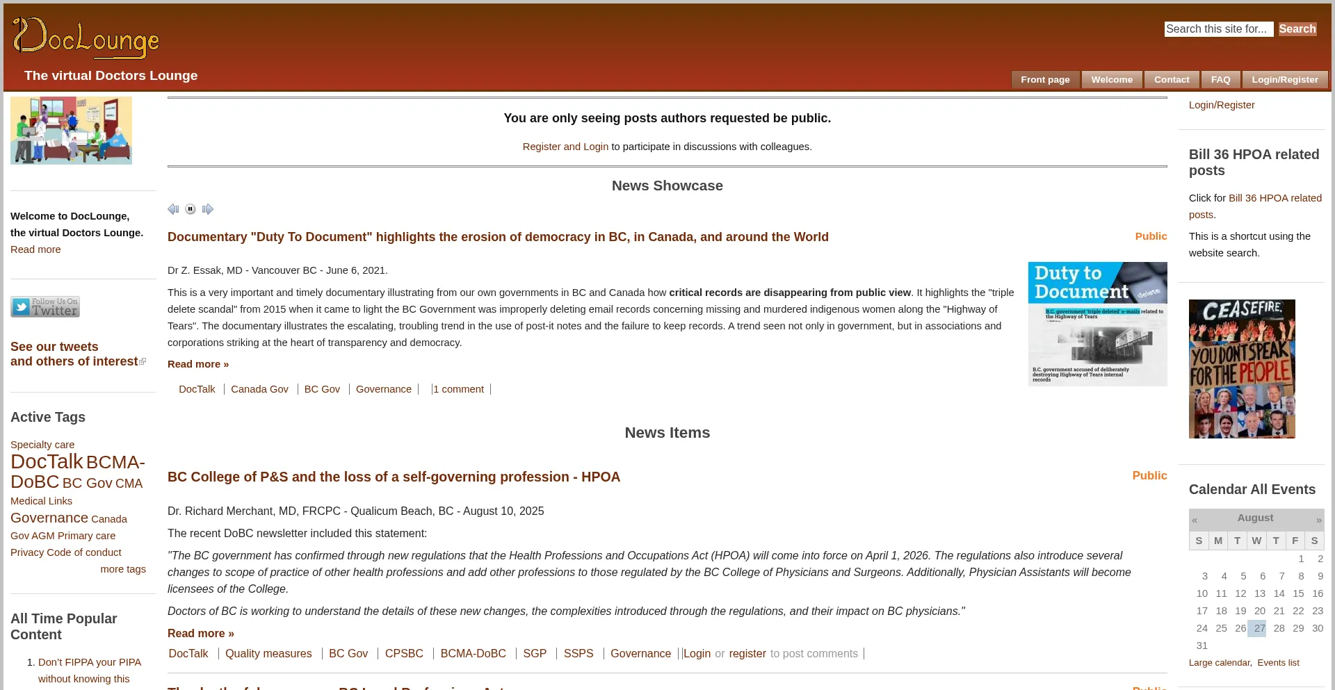 Website screenshot of Doclounge.net
