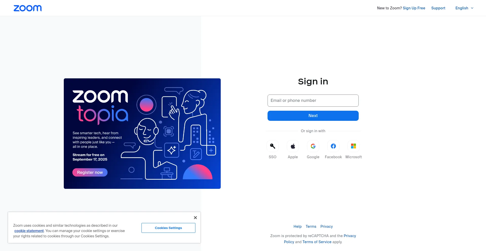 Website screenshot of Docs.zoom.us