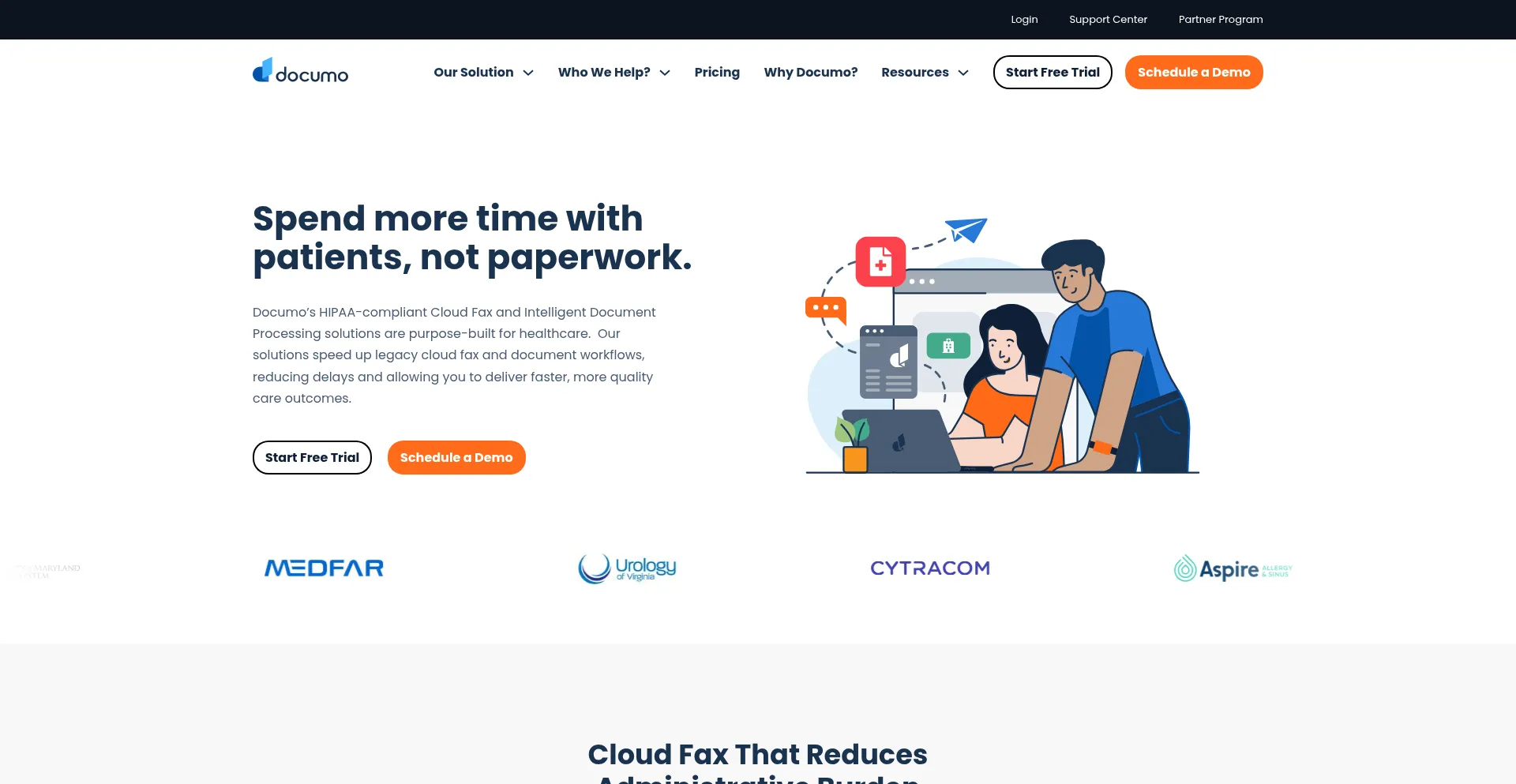 Website screenshot of Documo.com