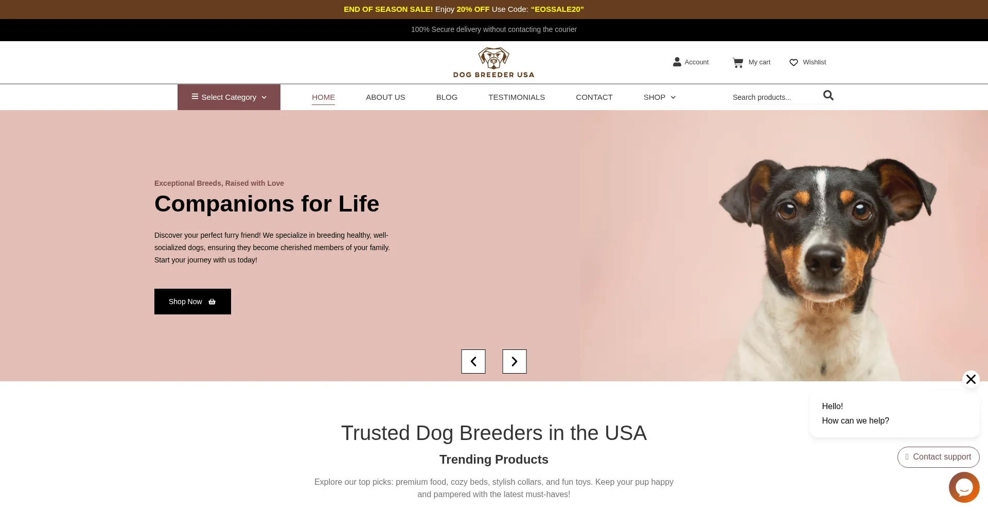 Website screenshot of Dogbreeder-usa.com