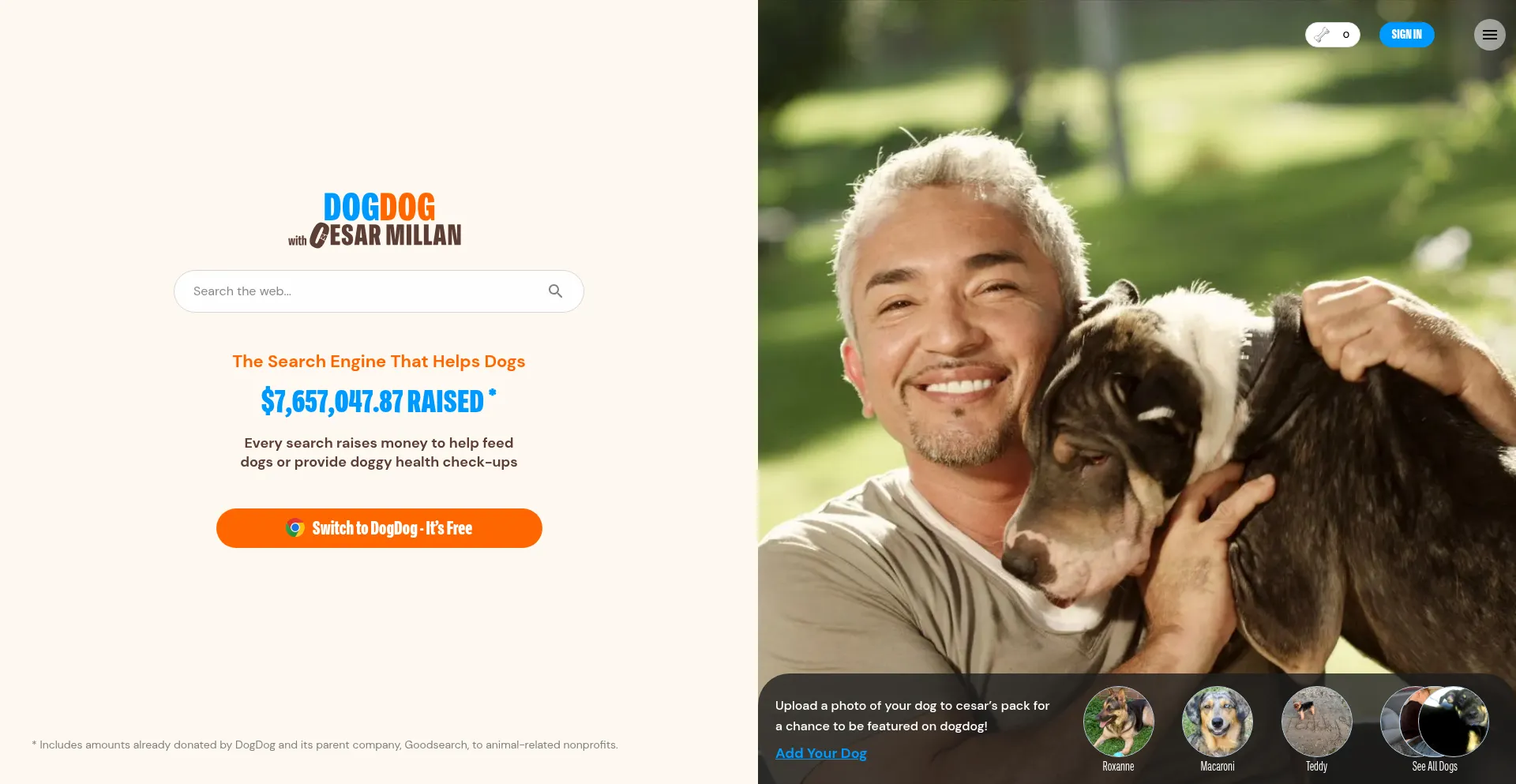 Website screenshot of Dogdog.org