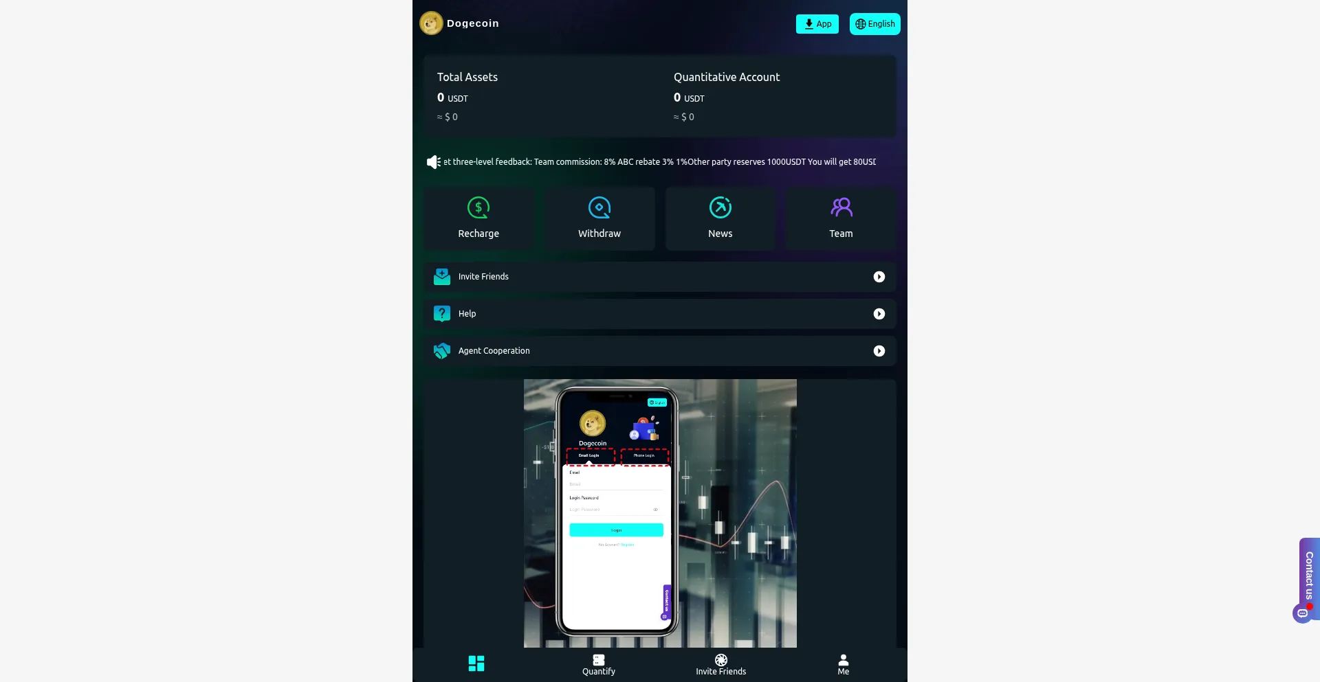 Website screenshot of Dogecoin-btc.vip