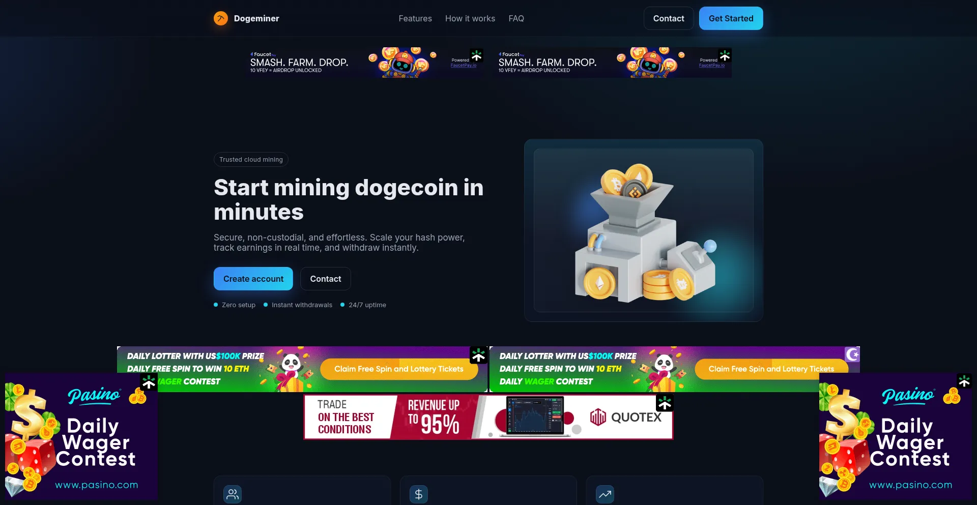 Website screenshot of Dogeminer.top