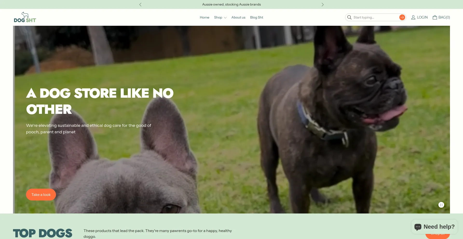 Website screenshot of Dogsht.com.au