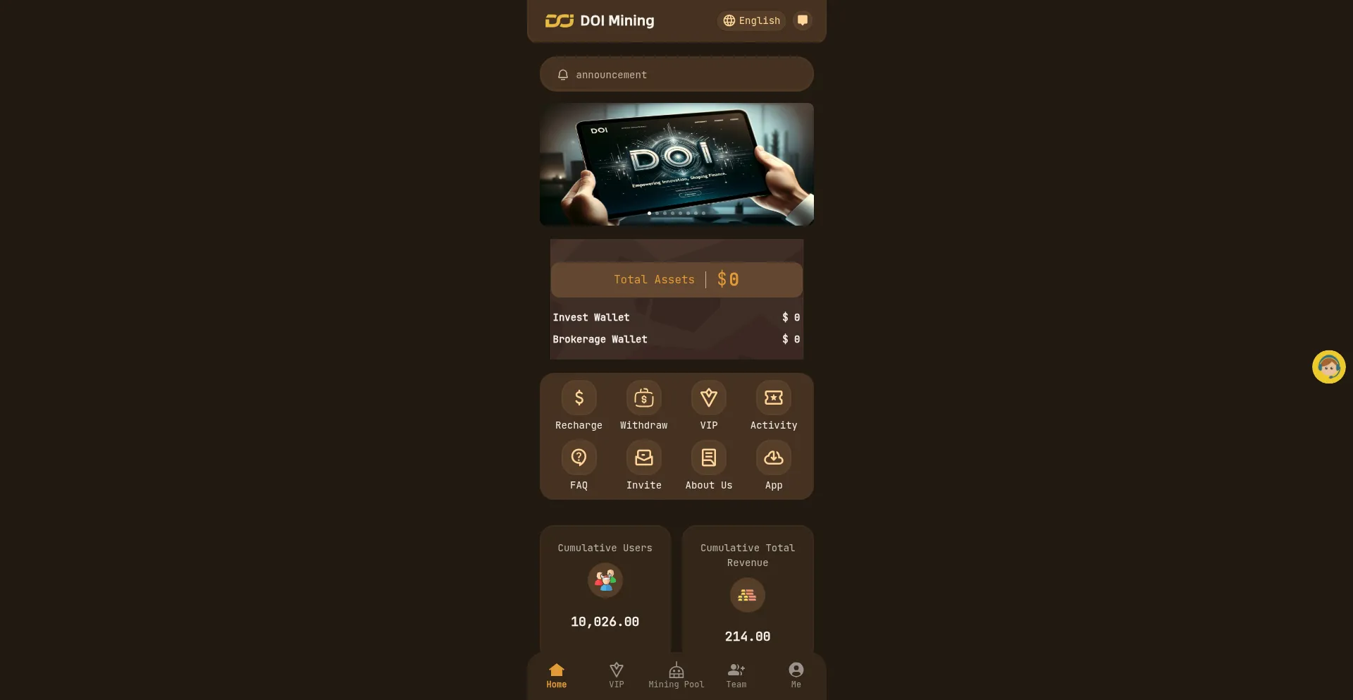 Website screenshot of Doimining.vip
