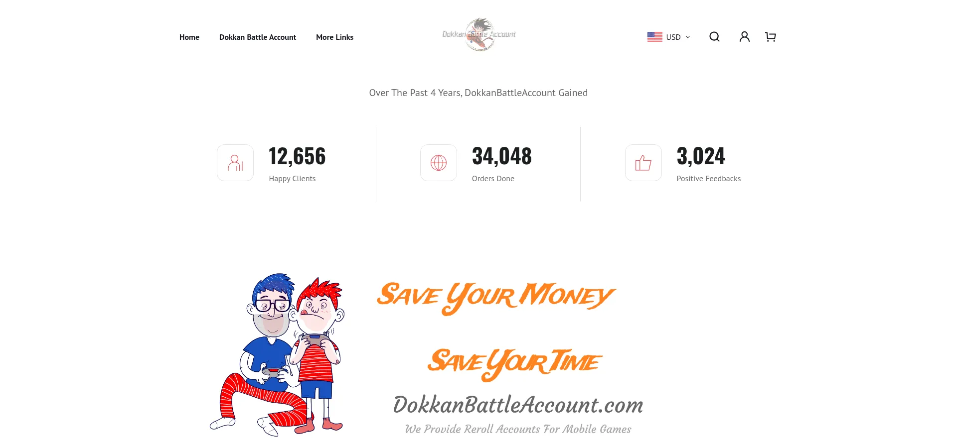 Website screenshot of Dokkanbattleaccount.com