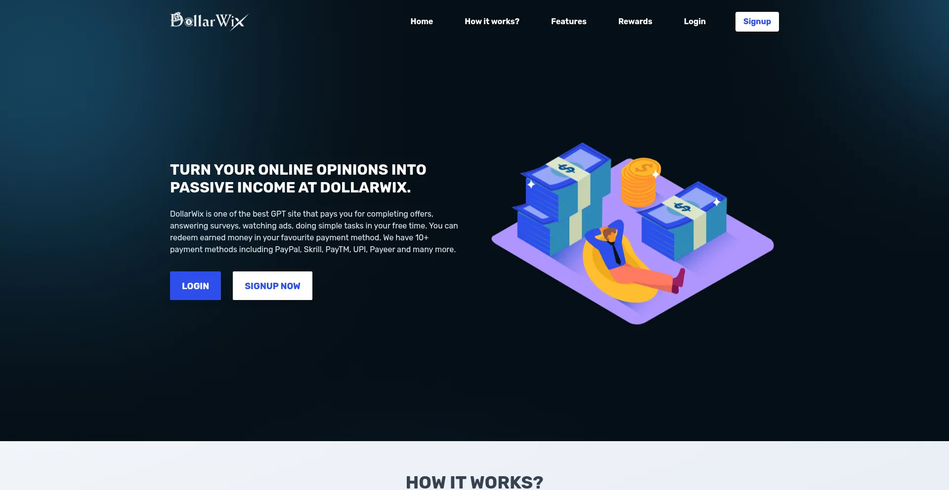 Website screenshot of Dollarwix.com