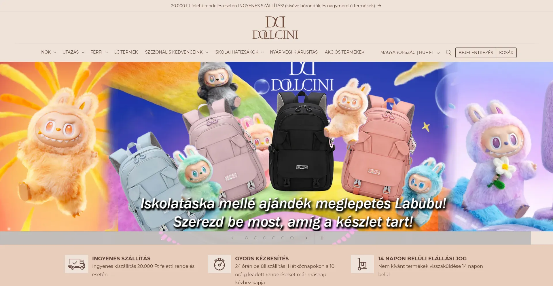 Website screenshot of Dollcini.hu