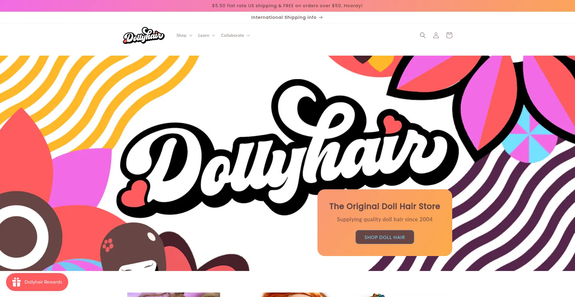 Website screenshot of Dollyhair.com