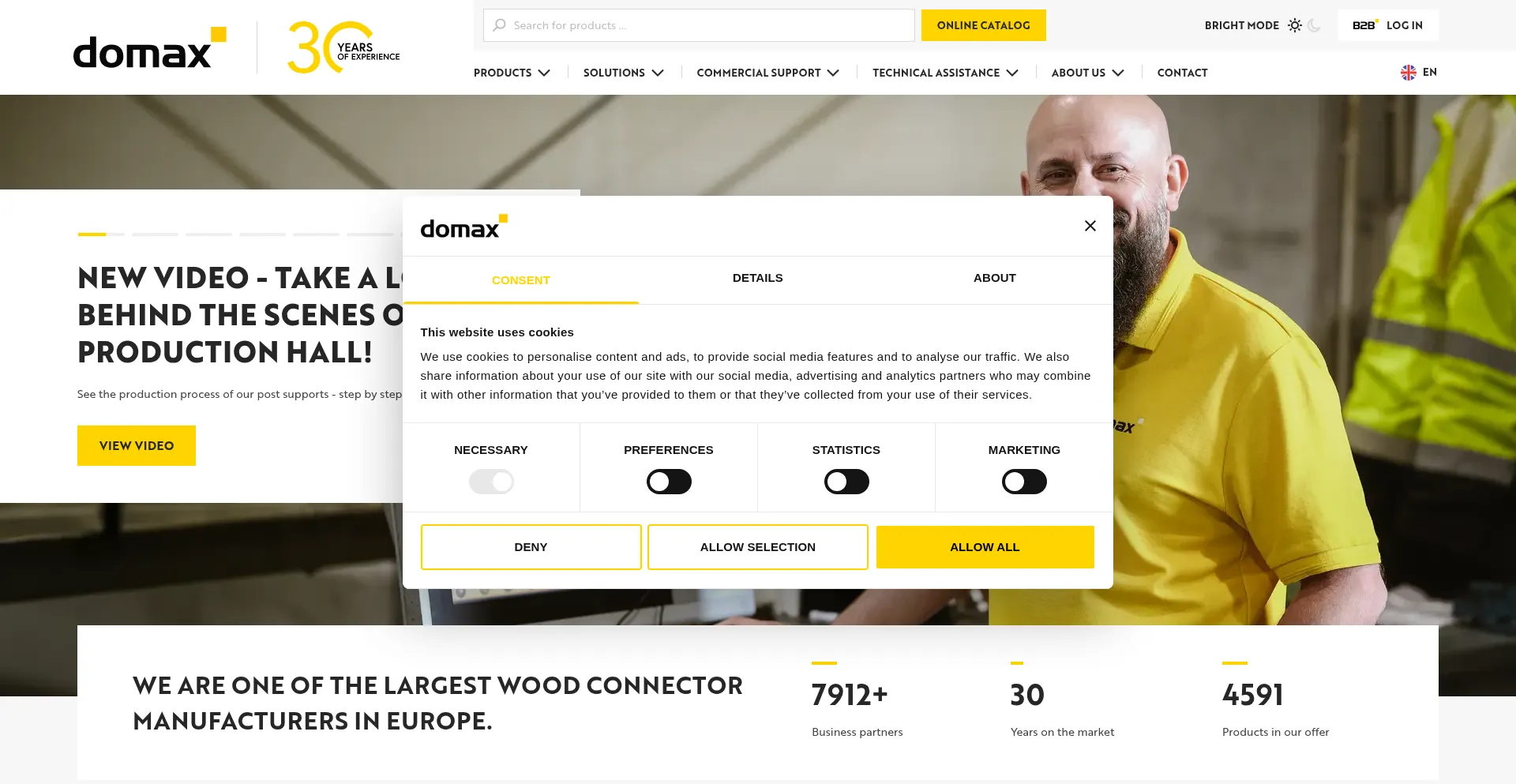 Website screenshot of Domax.com