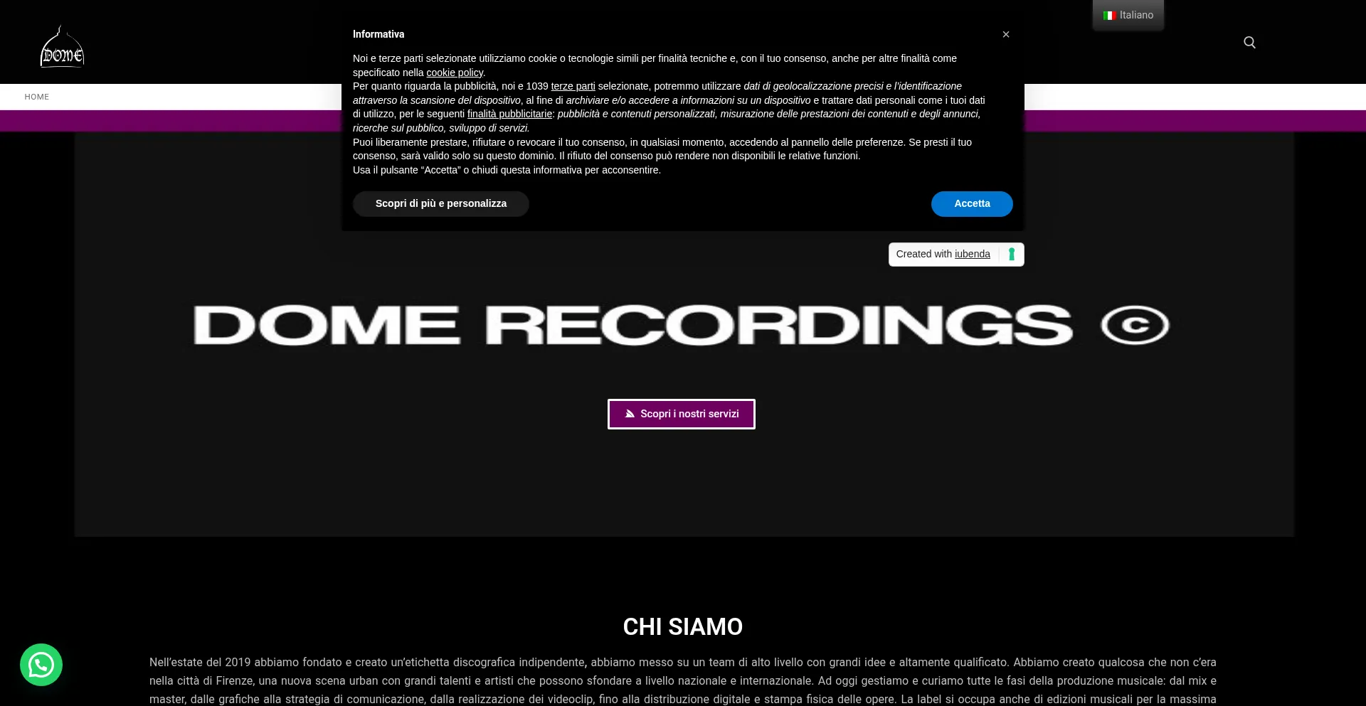 Website screenshot of Domerecordingsmusic.com