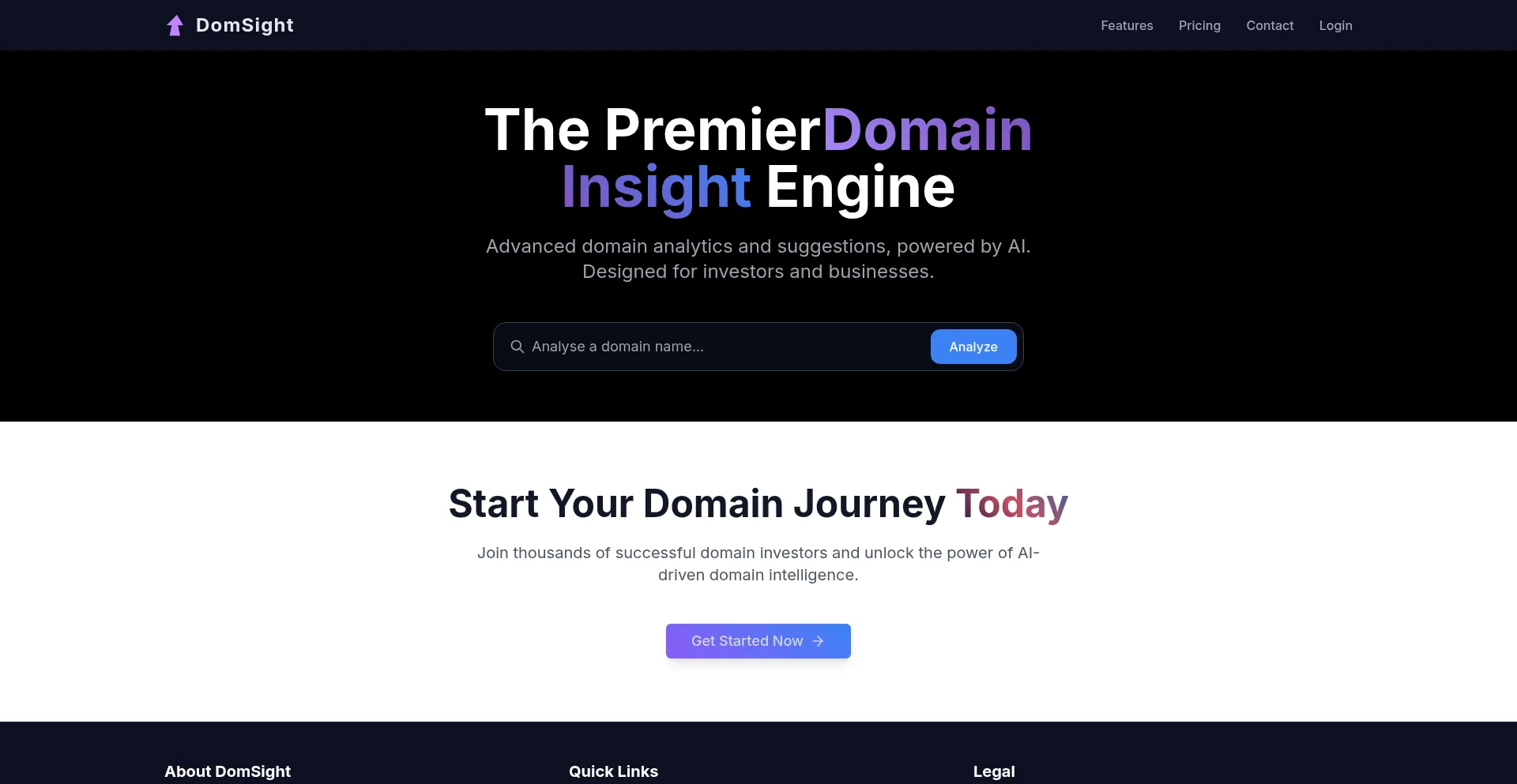Website screenshot of Domsight.com
