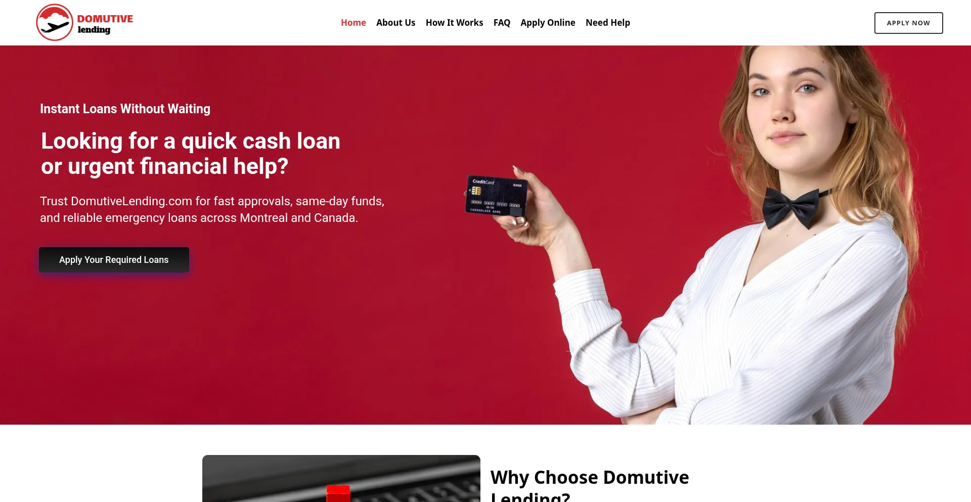 Website screenshot of Domutivelending.com