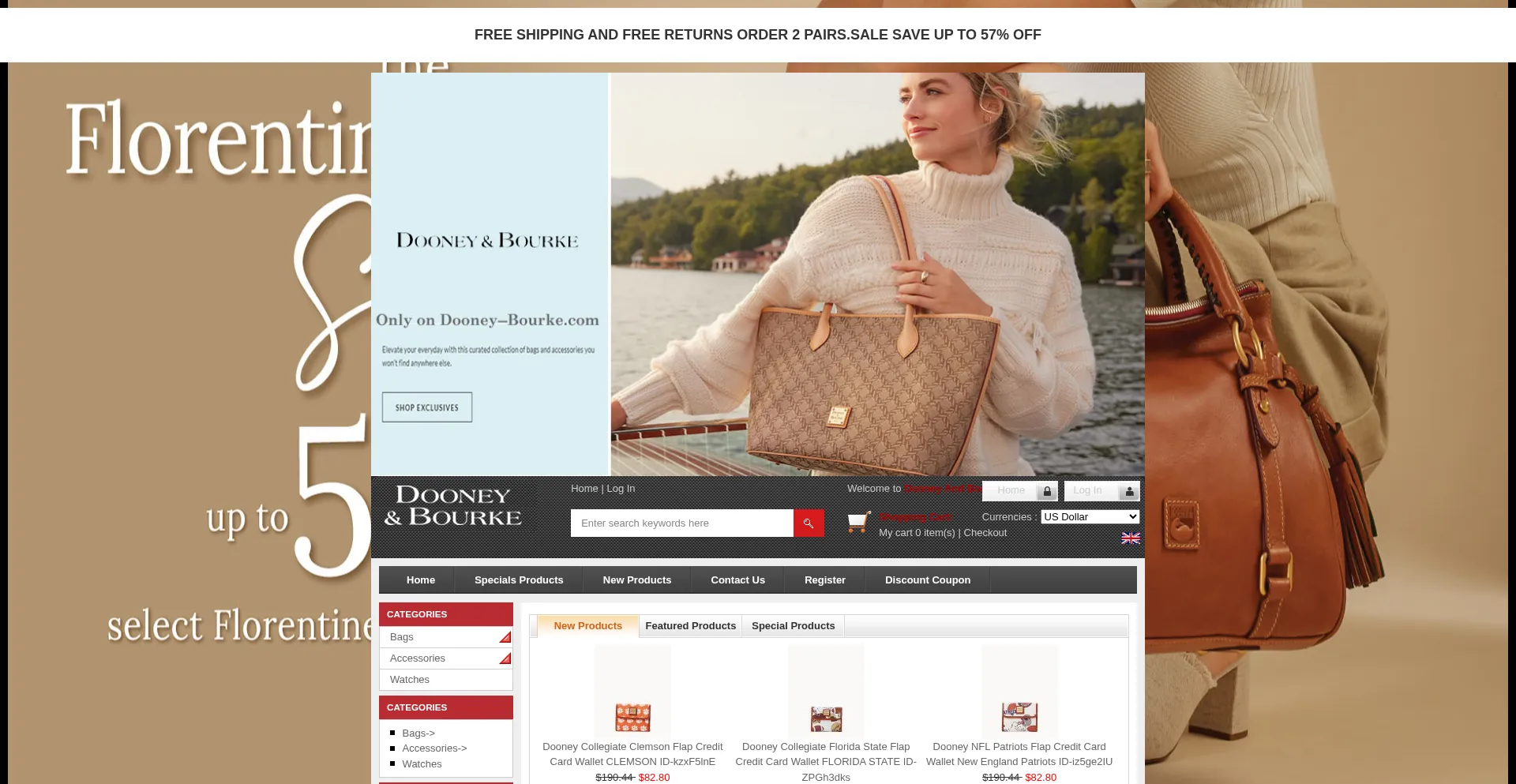 Website screenshot of Dooney--bourke.com