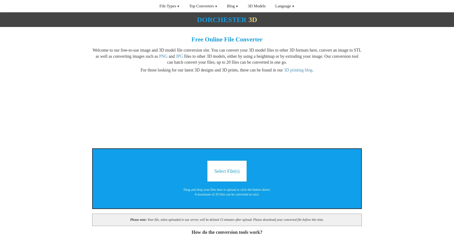 Website screenshot of Dorchester3d.com