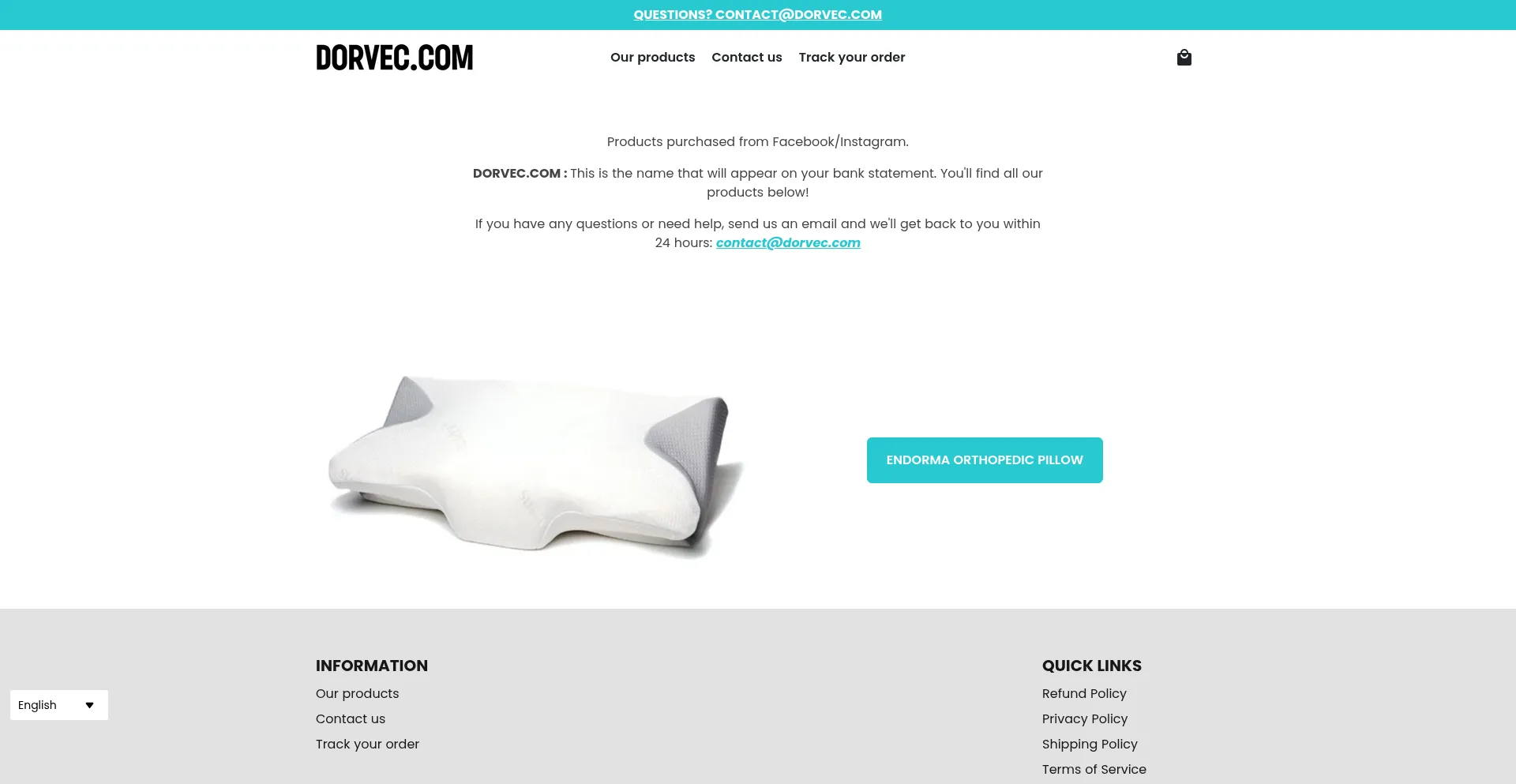 Website screenshot of Dorvec.com
