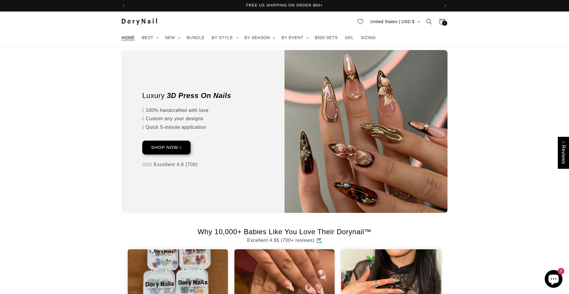 Website screenshot of Dorynail.com