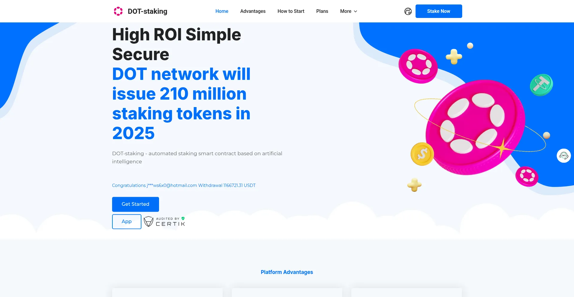 Website screenshot of Dot-staking.com