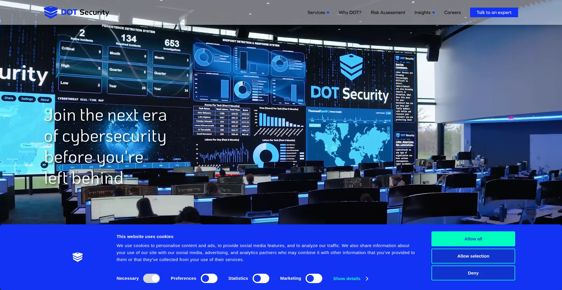Website screenshot of Dotsecurity.com