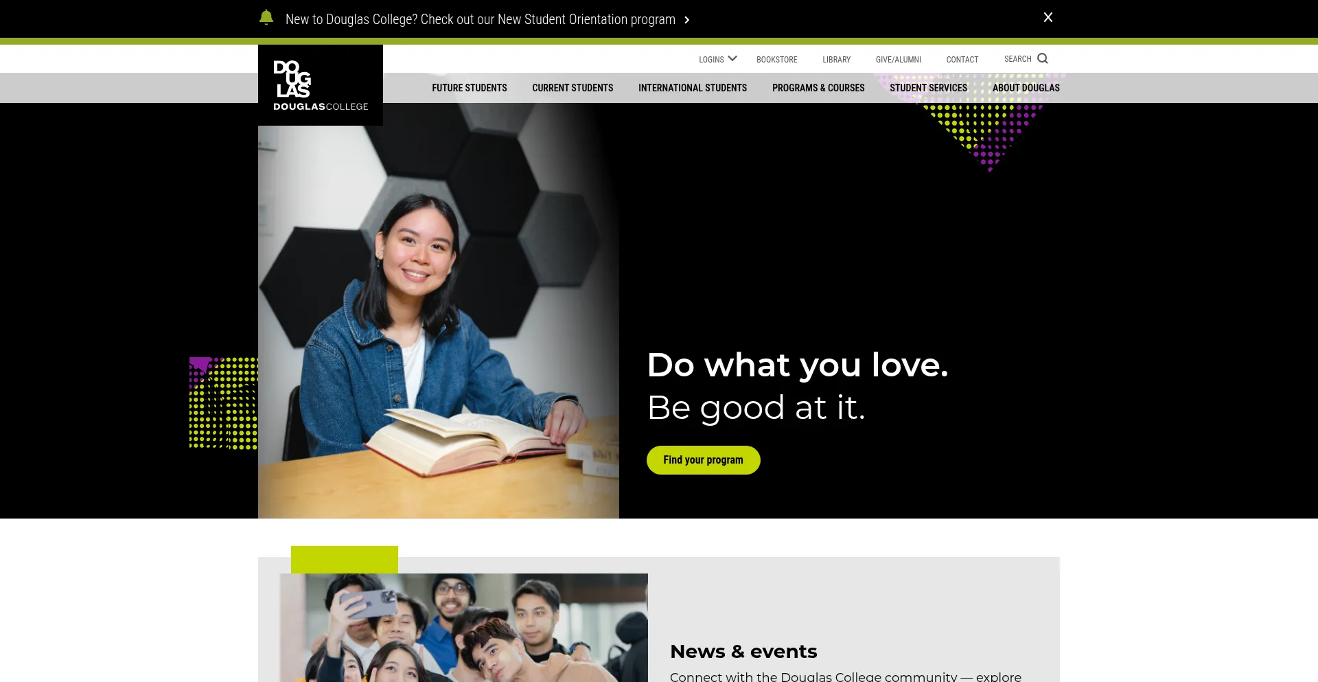 Website screenshot of Douglascollege.ca