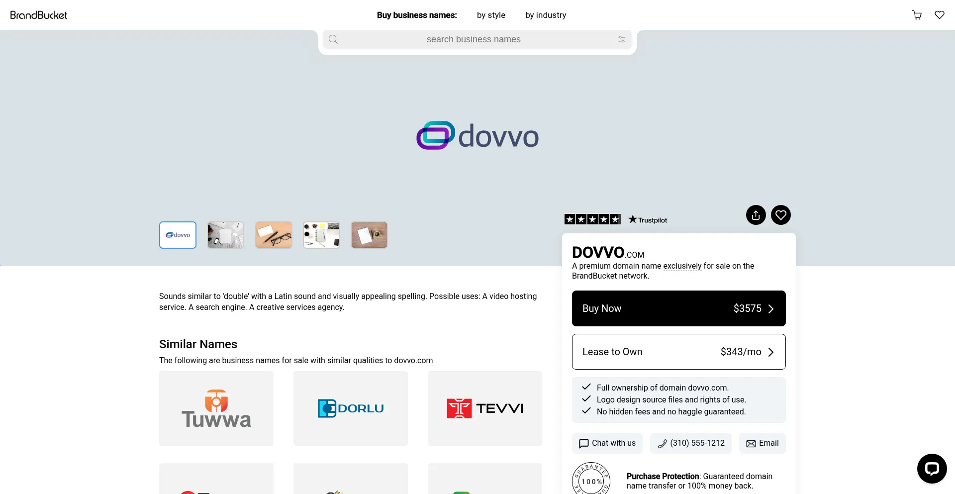 Website screenshot of Dovvo.com