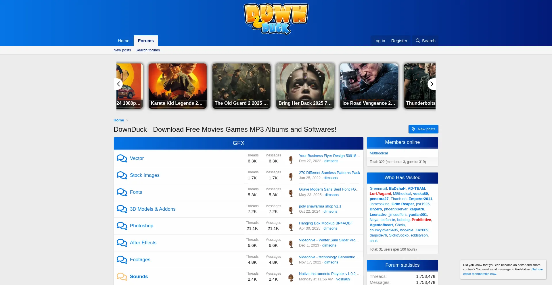 Website screenshot of Downduck.com