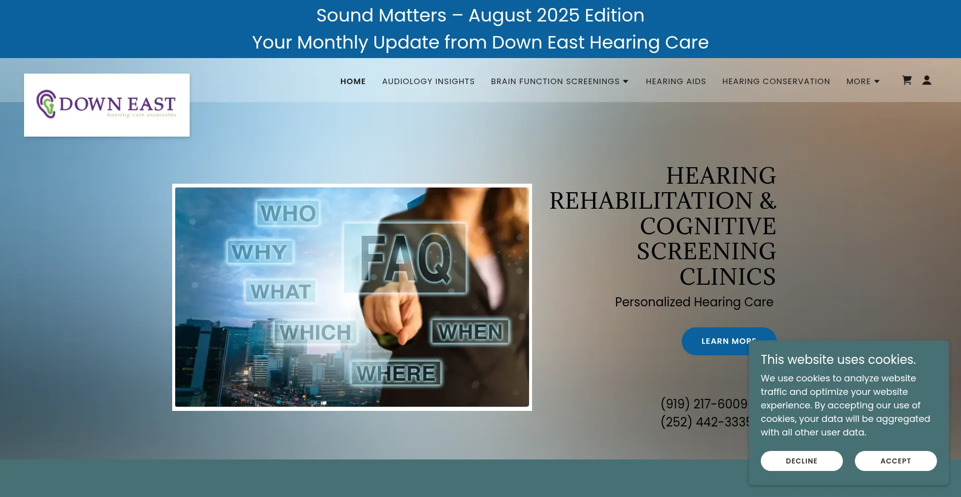 Website screenshot of Downeasthearingcare.com