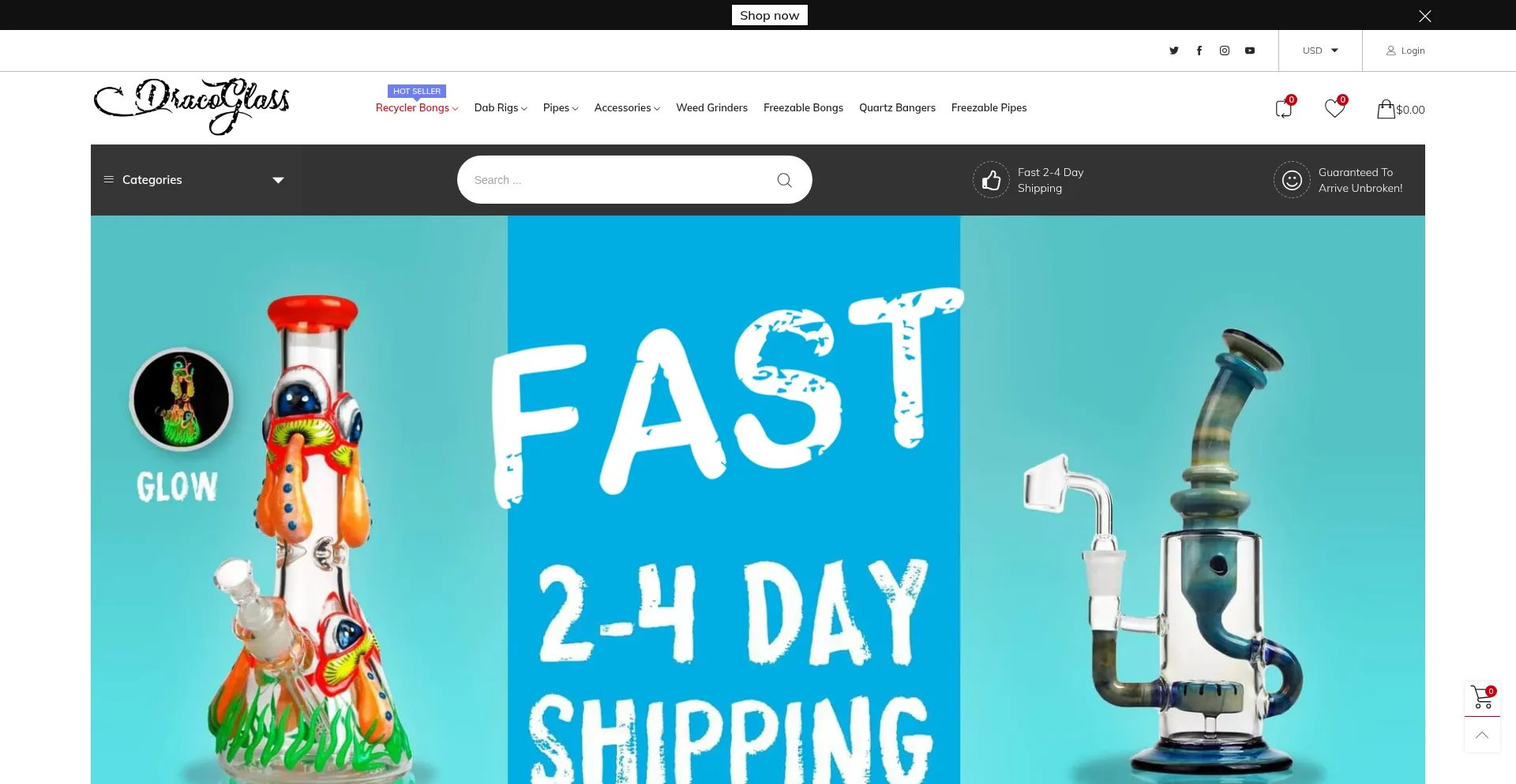 Website screenshot of Dracoglass.com