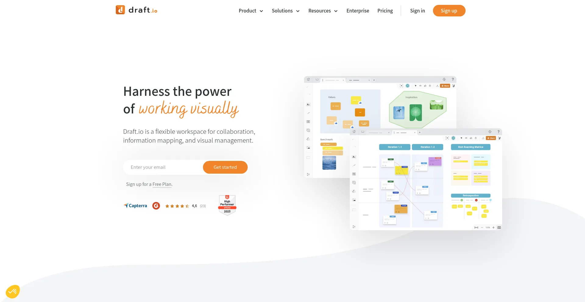 Website screenshot of Draft.io