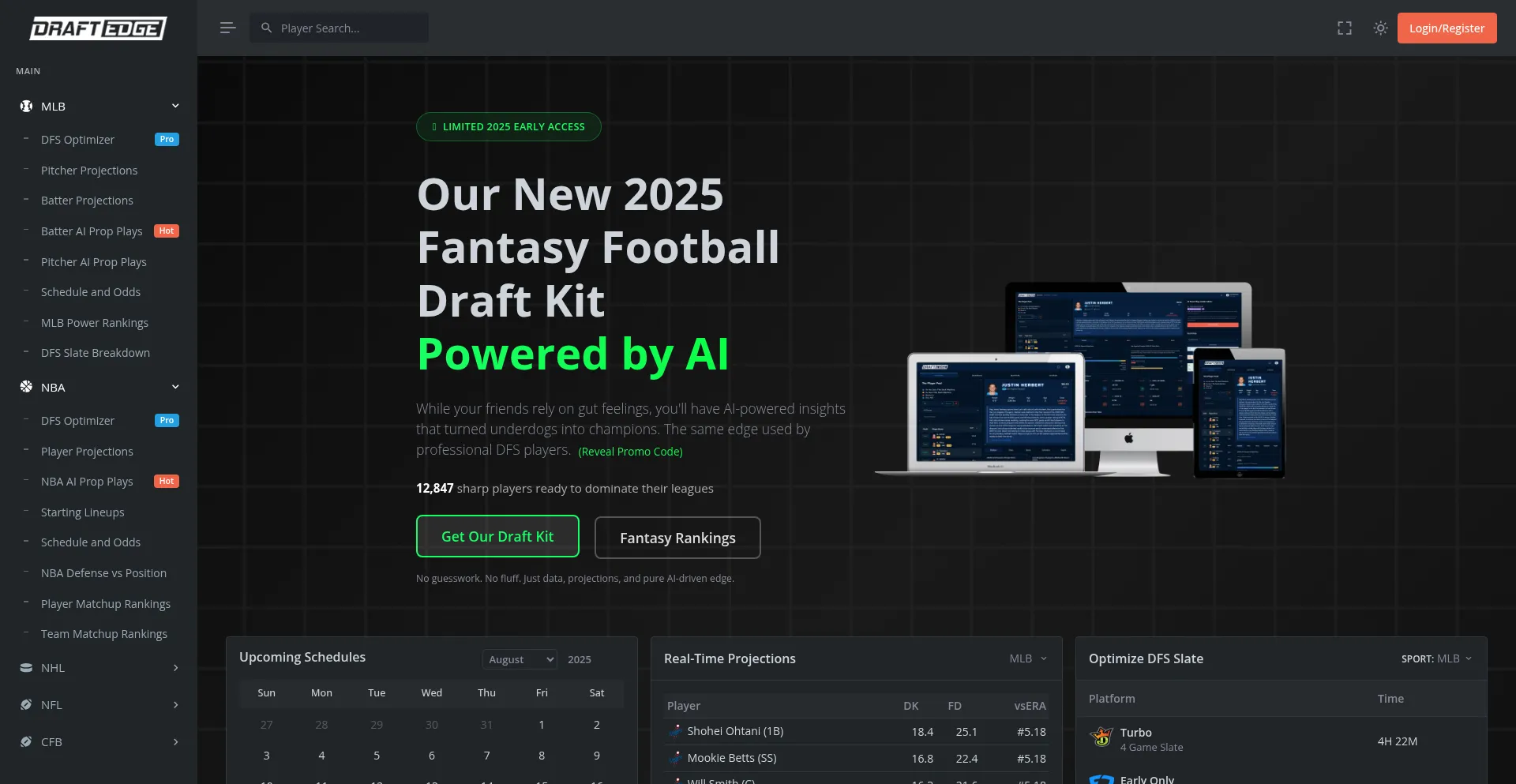 Website screenshot of Draftedge.com