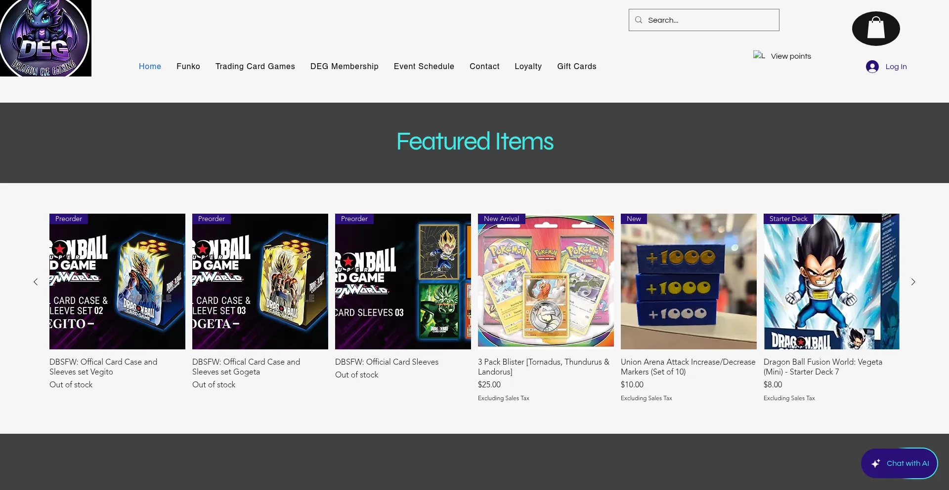Website screenshot of Dragoneyegaming.net