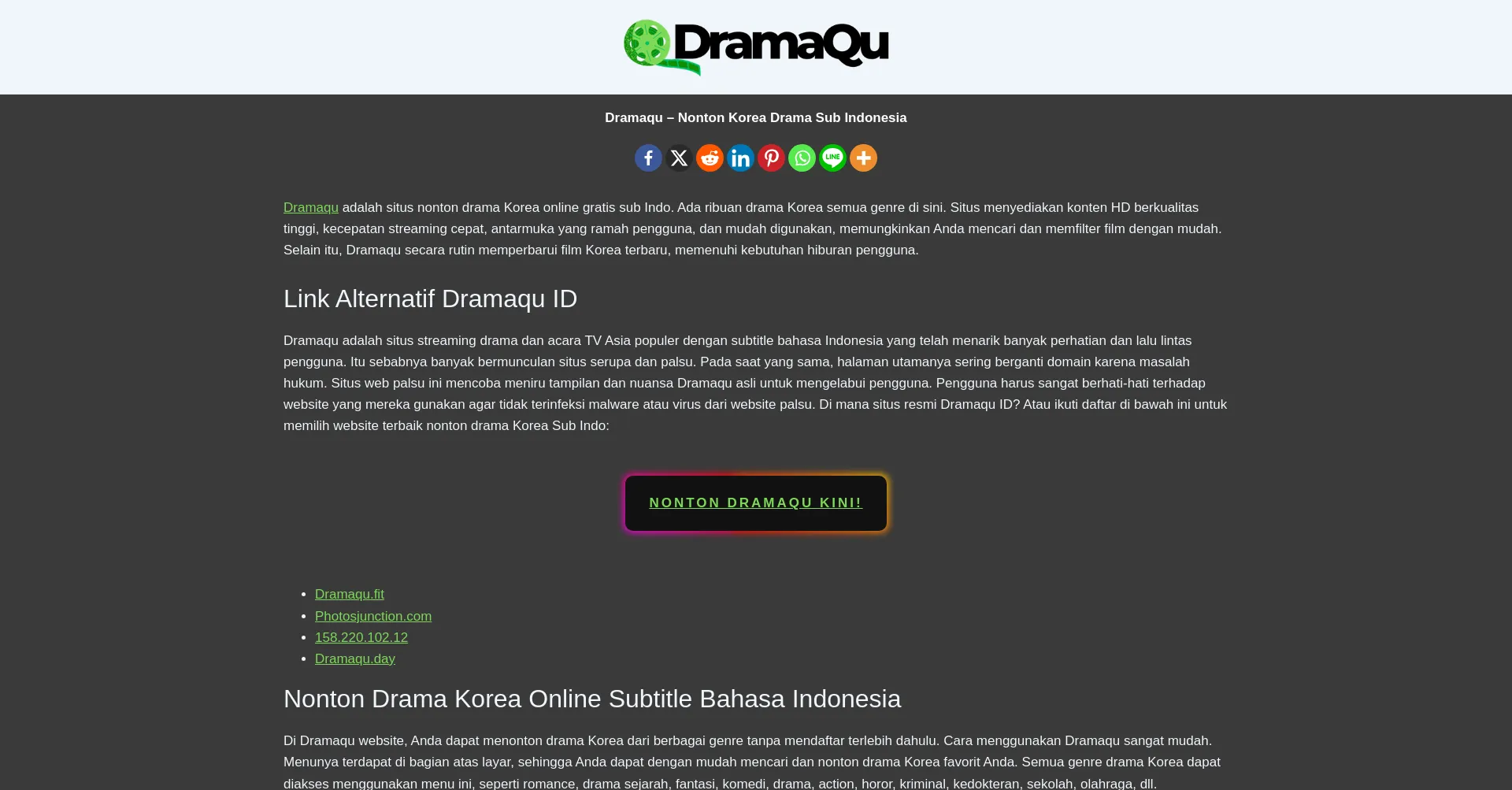 Website screenshot of Dramaqu.blog
