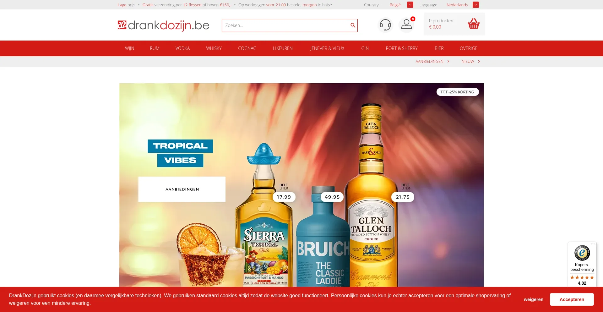 Website screenshot of Drankdozijn.be