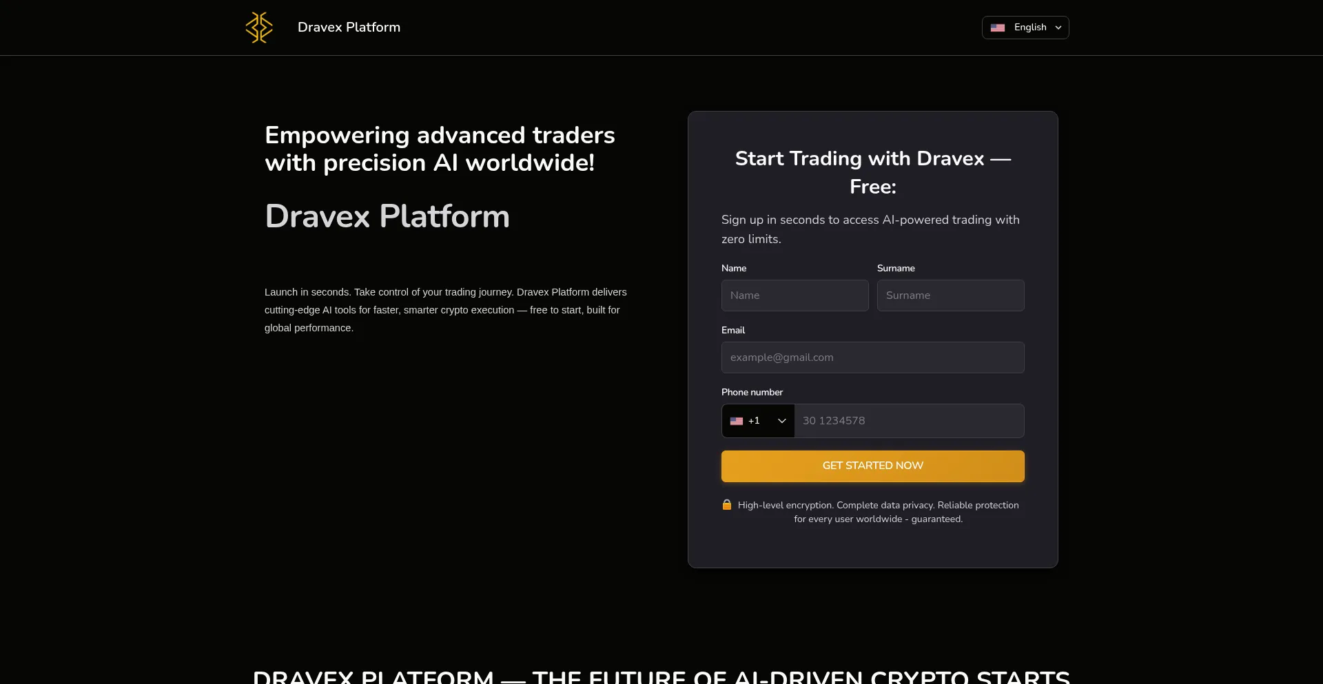 Website screenshot of Dravexplatform.com