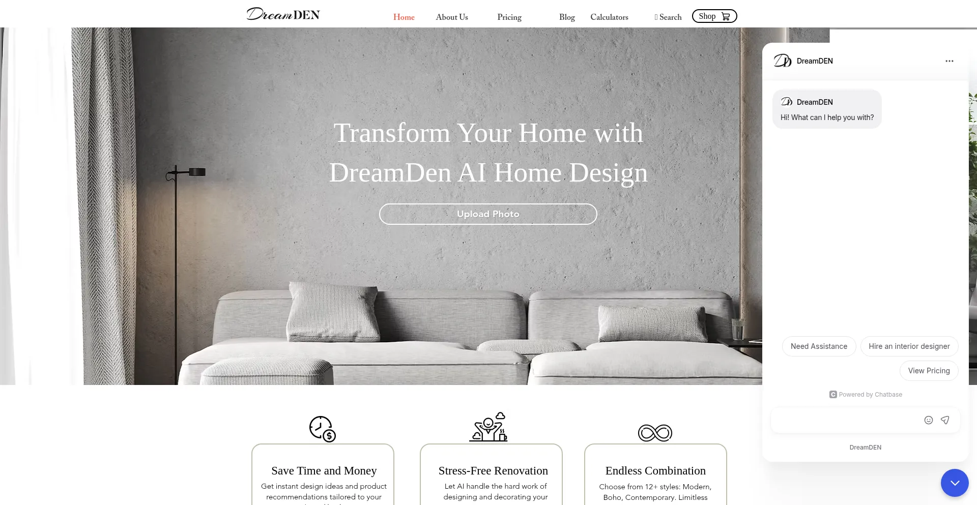 Website screenshot of Dreamden.ai