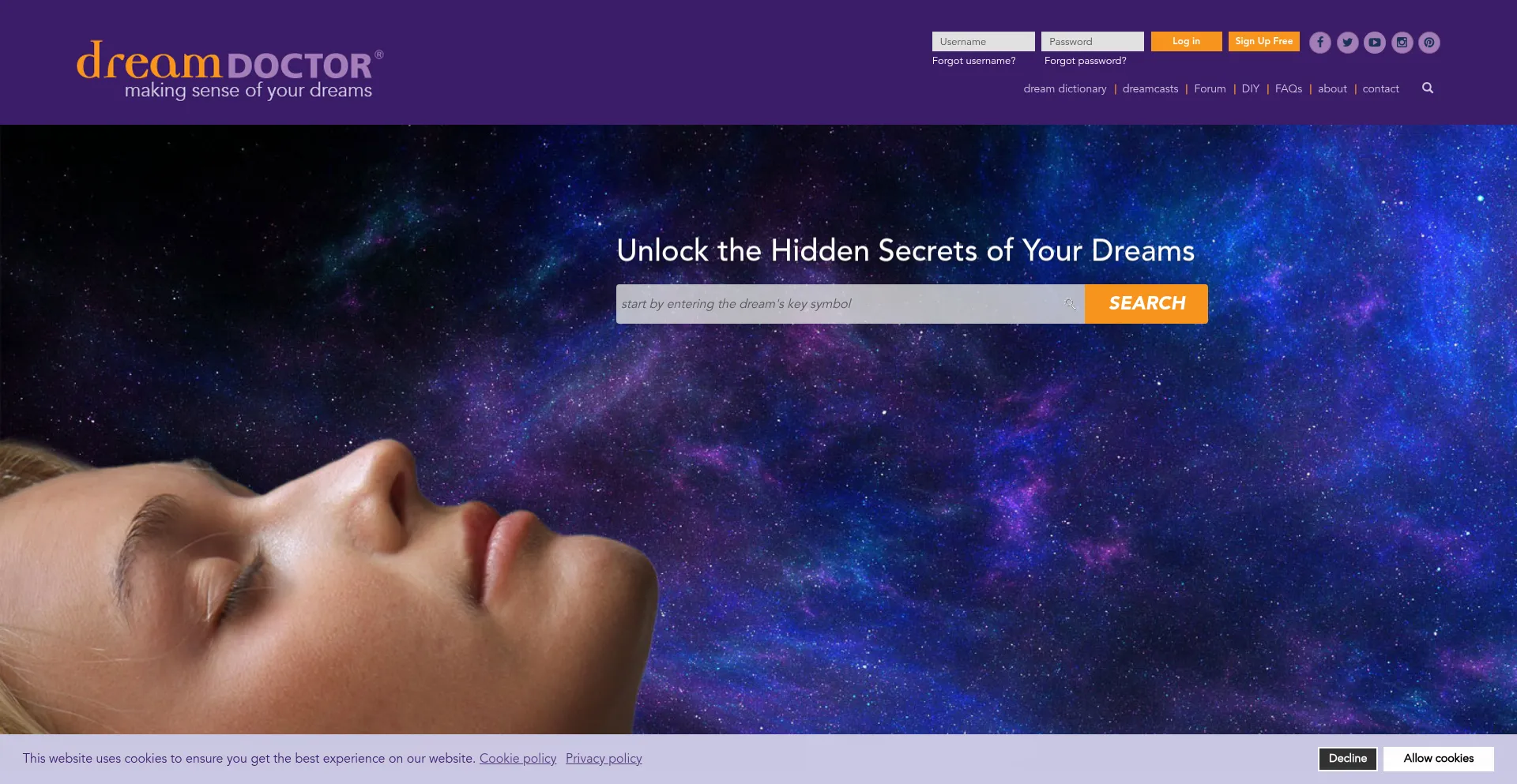 Website screenshot of Dreamdoctor.com