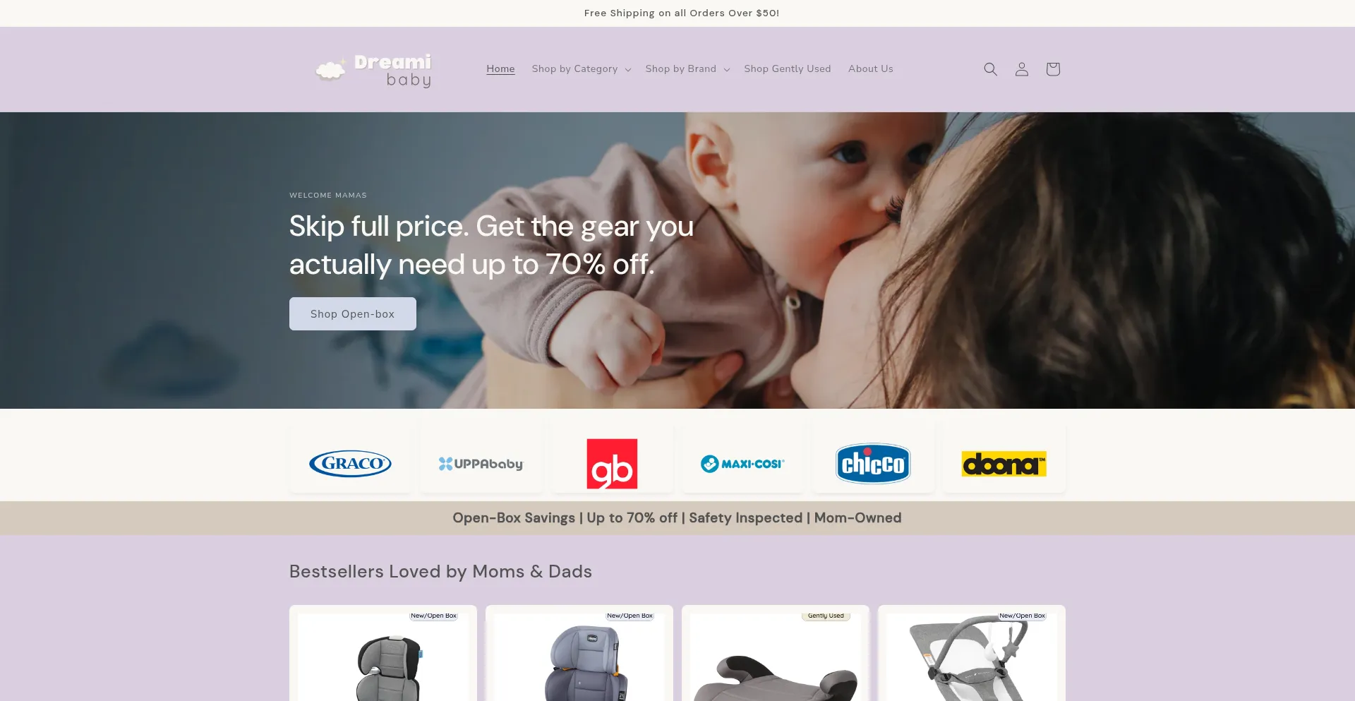 Website screenshot of Dreamibaby.com